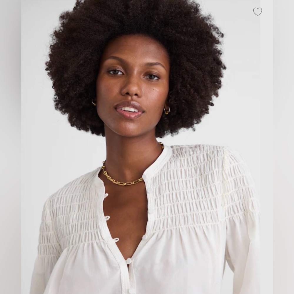 MADEWELL M Smocked Top in Cotton-Silk Blend NW994 - Picture 3 of 6